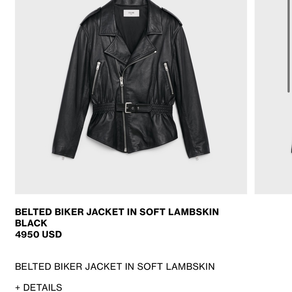Celine Belted Biker Jacket Soft Lambskin Black